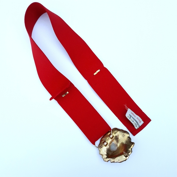 Vintage Red Belt with Golden Lion Heads